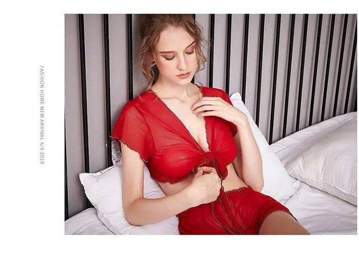 Sajiero Front Open - 2pcs Transparent Net Cami Set - My Store