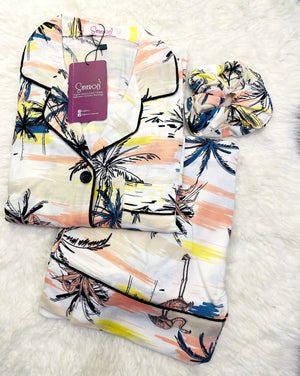 Sajiero Galaxy Boski Linen  Printed Pajama Luxury Print - My Store