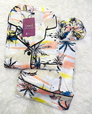 Sajiero Galaxy Boski Linen  Printed Pajama Luxury Print - My Store