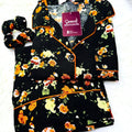 Sajiero Galaxy Boski Linen Printed Pajama Suit Luxury Black - My Store