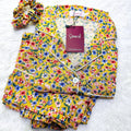 Sajiero Galaxy Boski Linen Printed Pajama Suit Luxury Yellow - My Store