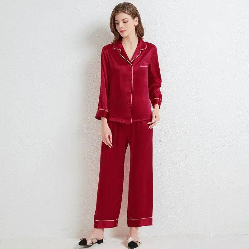 Sajiero Galaxy Pajama Suit Silk Red - My Store