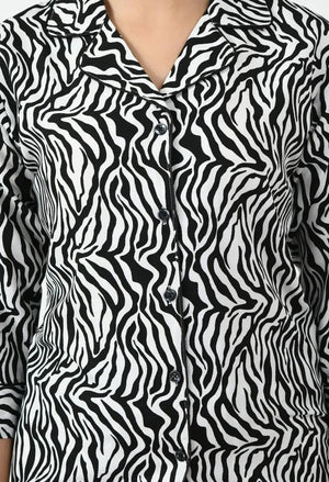 Sajiero Galaxy Printed Pajama Suit Pattern Black - My Store