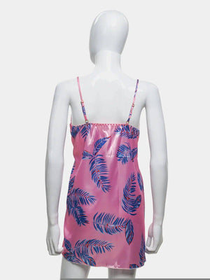 Sajiero Hawaiian Print Silk 2pcs Nightgown set - My Store
