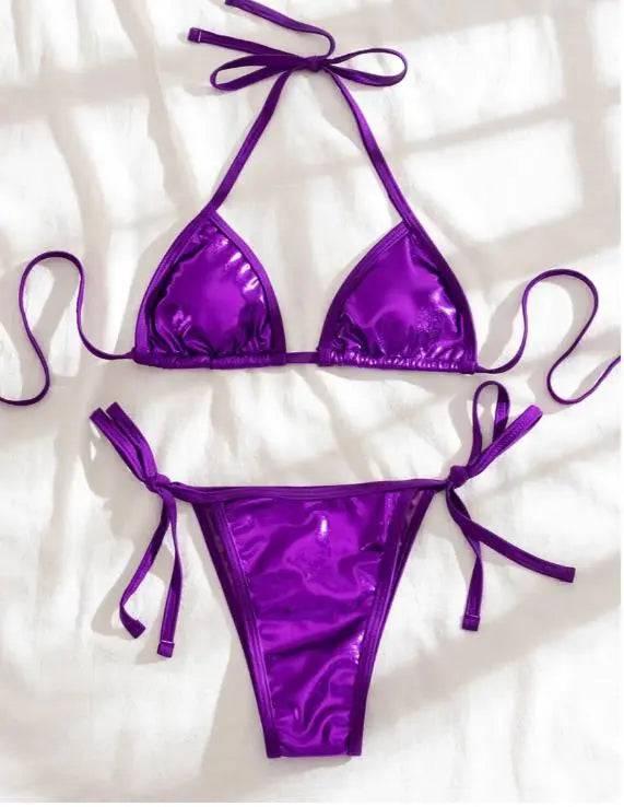 Sajiero Heat Padded String Ribbed Bikini - My Store