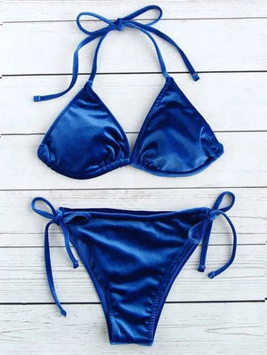 Sajiero Heat Padded String Ribbed Bikini - My Store
