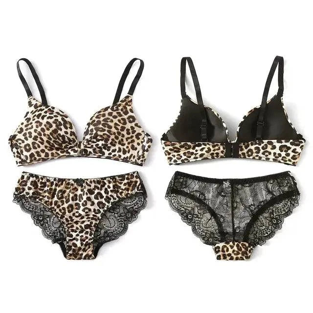 Sajiero Jaguar Print Padded Bra and Panty Set - My Store