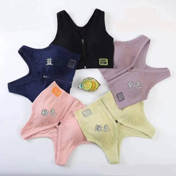 Sajiero Jean Zipper Pushup Sports Bra - My Store