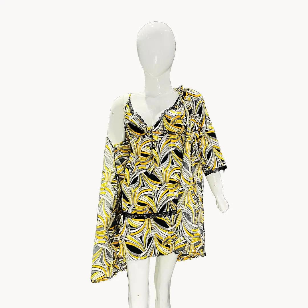 Sajiero Love Night Printed 2pcs Nightgown Set - My Store