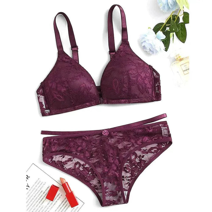 Sajiero Max Front Open Padded Bra and Panty Set - My Store