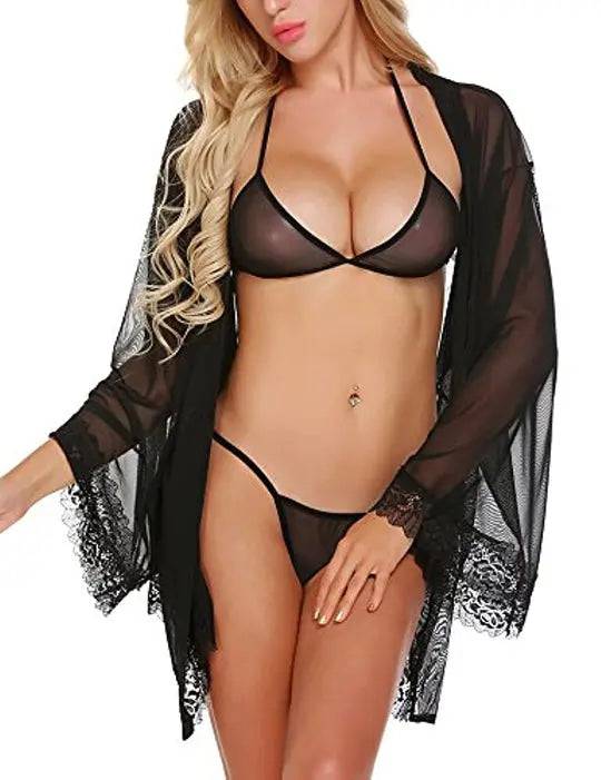 Sajiero Mesh Nightgown set maroon color sexy night gown with hot br set price in pakistan