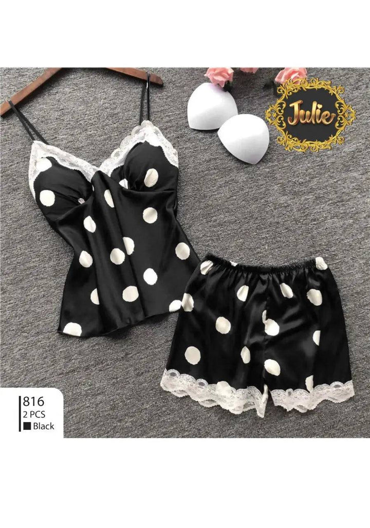 Sajiero Polka Dot - 2pc Silk Inner & Shorts Cami Set - My Store