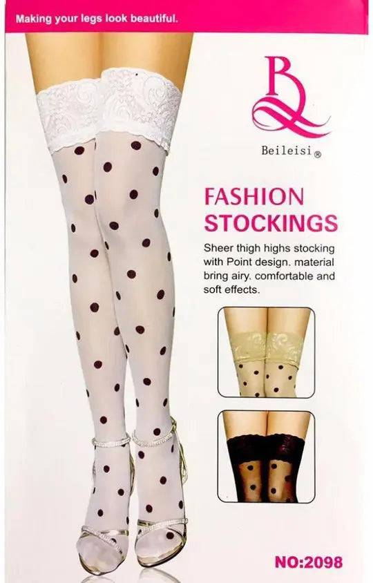 Sajiero Polka Dots Women Leg Stocking White - My Store