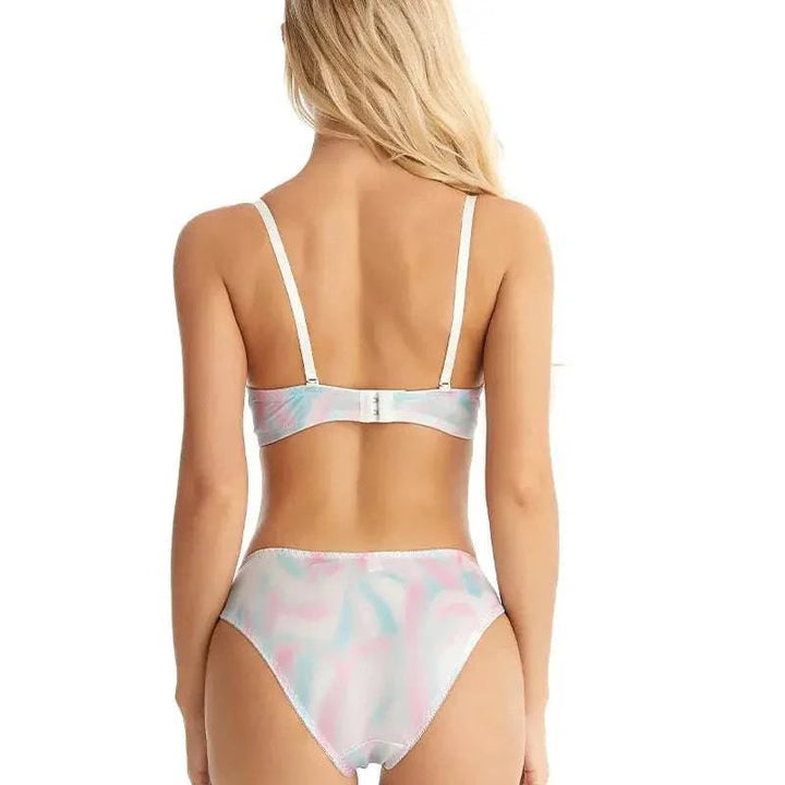 Sajiero Rainbow Moon Print Padded Bra and Panty Set - My Store