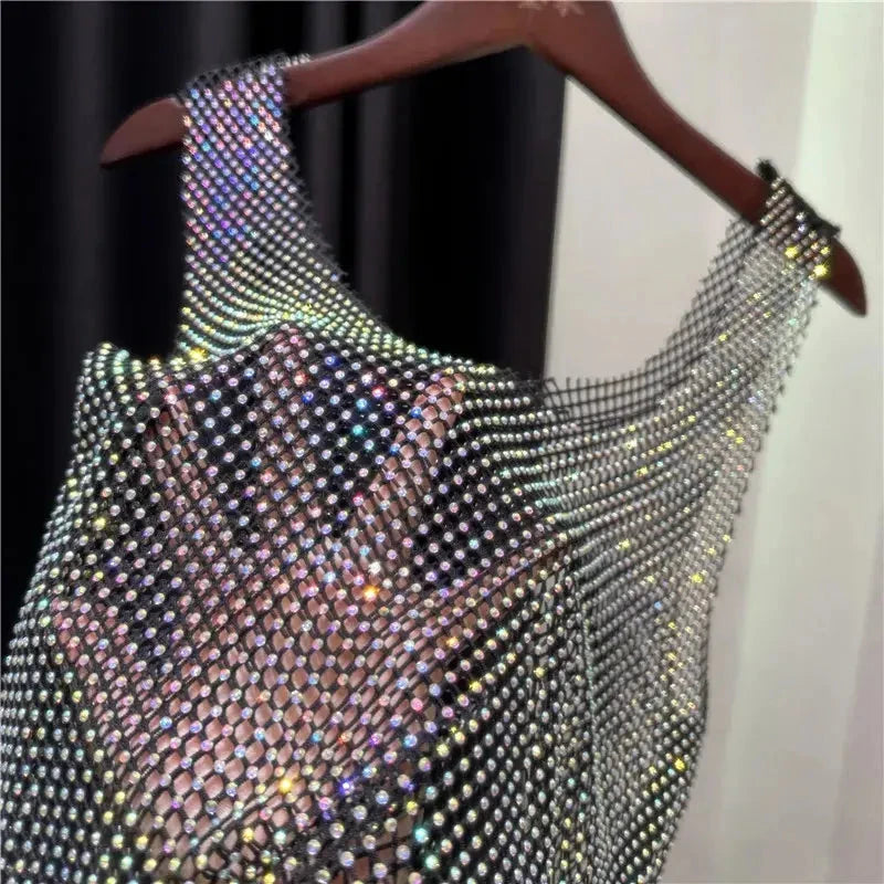 Sajiero Rhinestone Crystal Transparent Sing Short - My Store