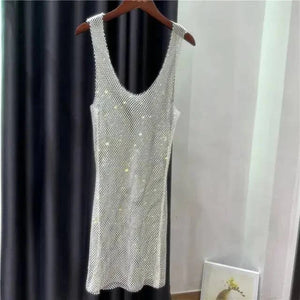Sajiero Rhinestone Crystal Transparent Sing Short - My Store