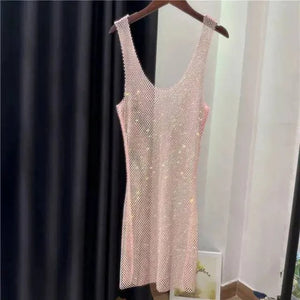 Sajiero Rhinestone Crystal Transparent Sing Short - My Store