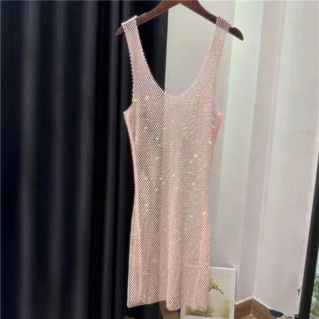 Sajiero Rhinestone Crystal Transparent Sing Short - My Store