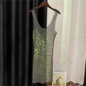 Sajiero Rhinestone Crystal Transparent Sing Short - My Store