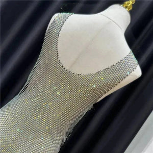Sajiero Rhinestone Crystal Transparent Sing Short - My Store