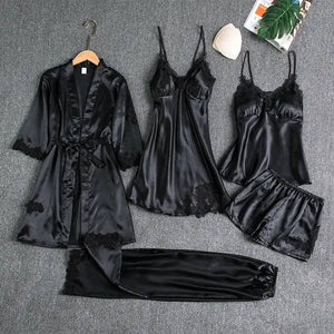 Sajiero Royal Bridal Silk 5pcs Nightgown set - My Store