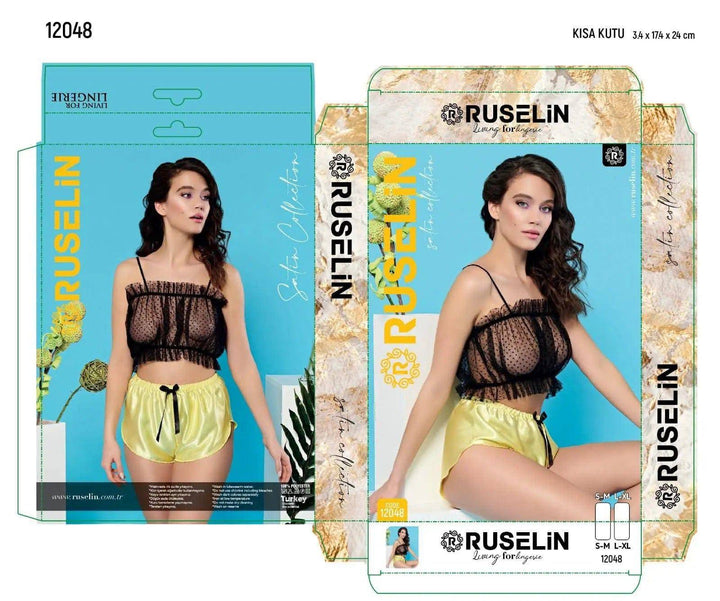 Sajiero Ruselin Transparent Cami Set Black - My Store