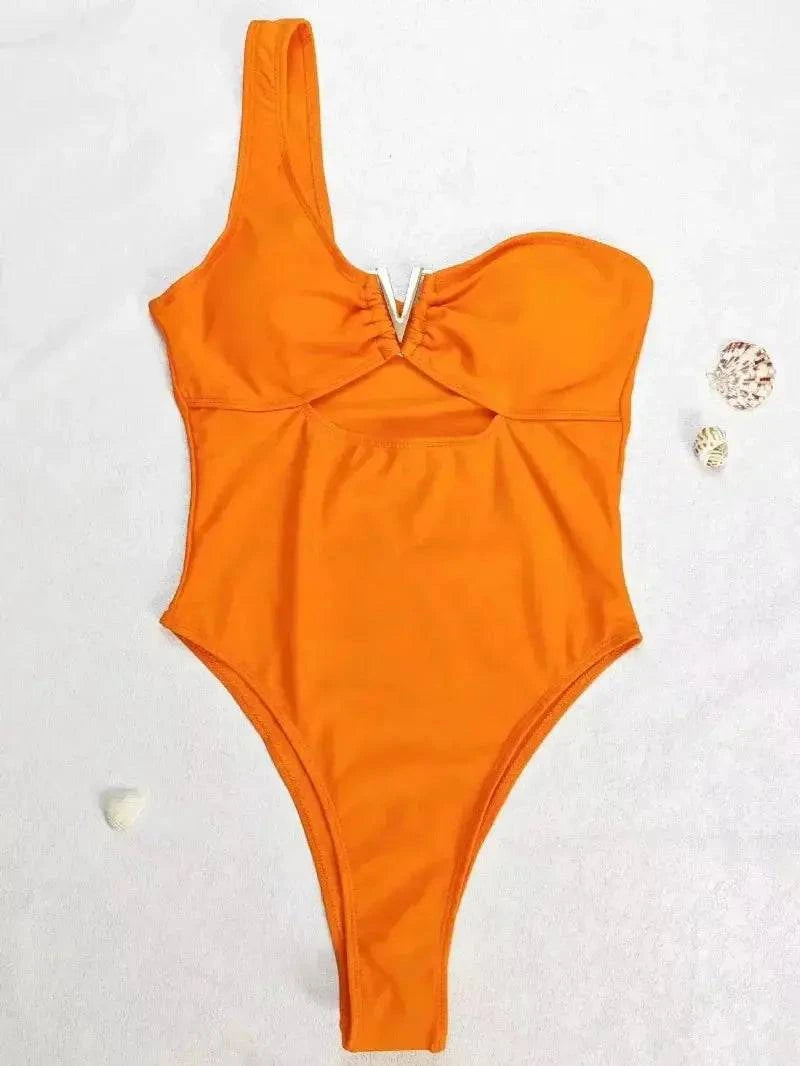 Sajiero Rust Orange One piece Bikini Swimsuit - My Store