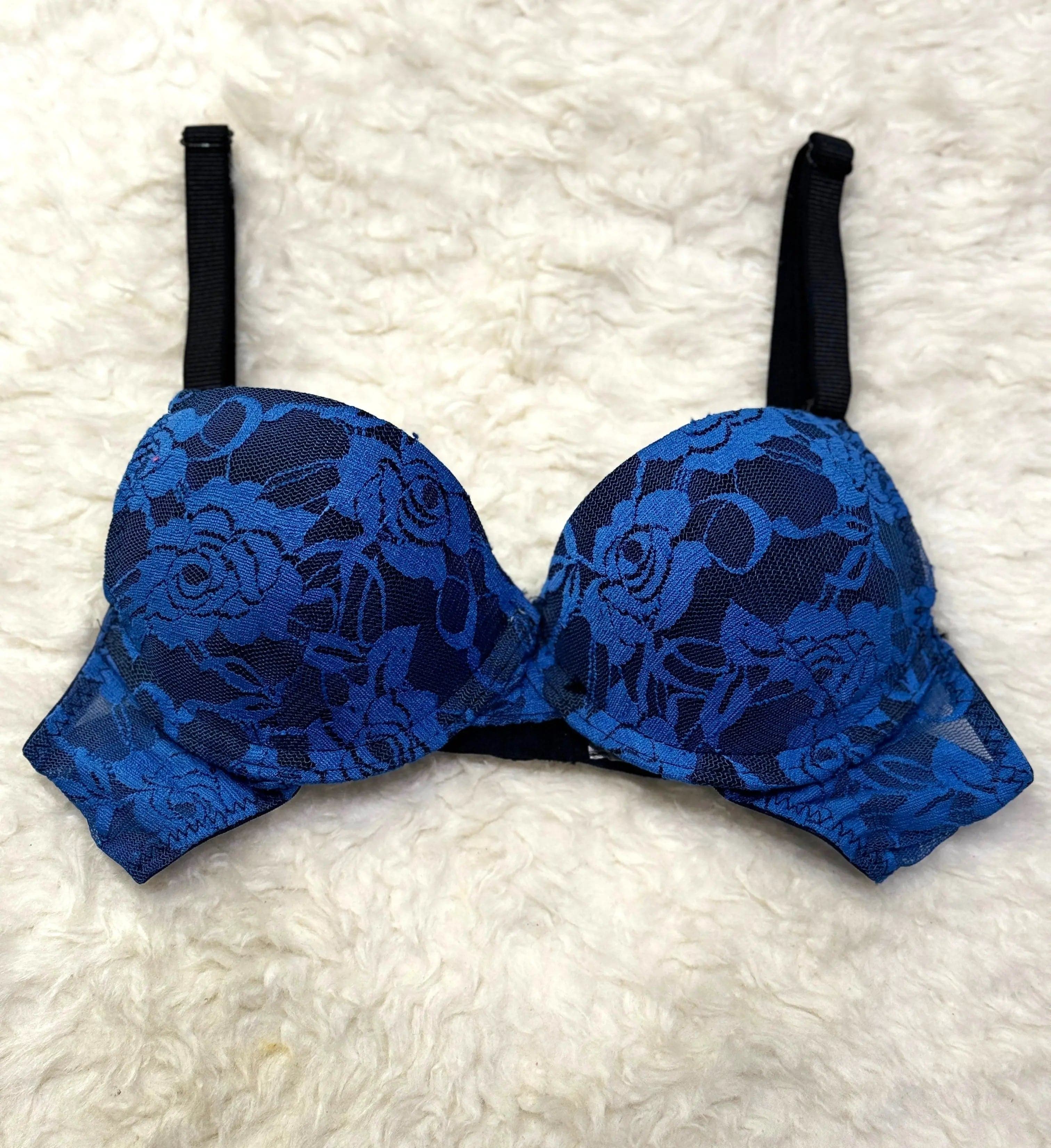 Sajiero Spark Blue Floral Casual Padded Bra - My Store