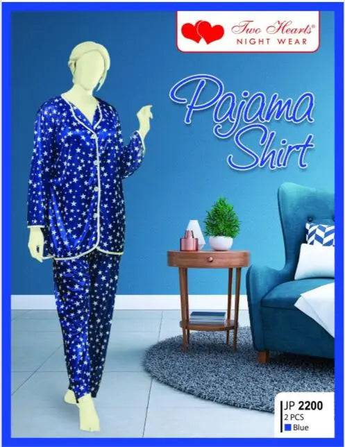 Sajiero Star Print Pajama Suit Blue - My Store