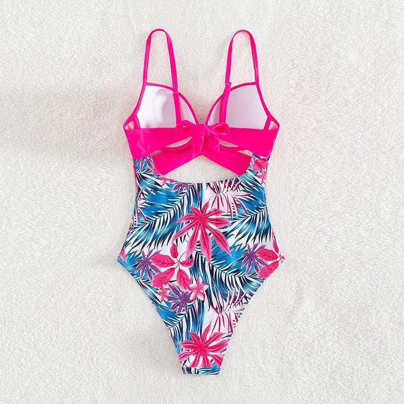 Sajiero Tropical Print Cut Out Push Up Bikini Set - My Store