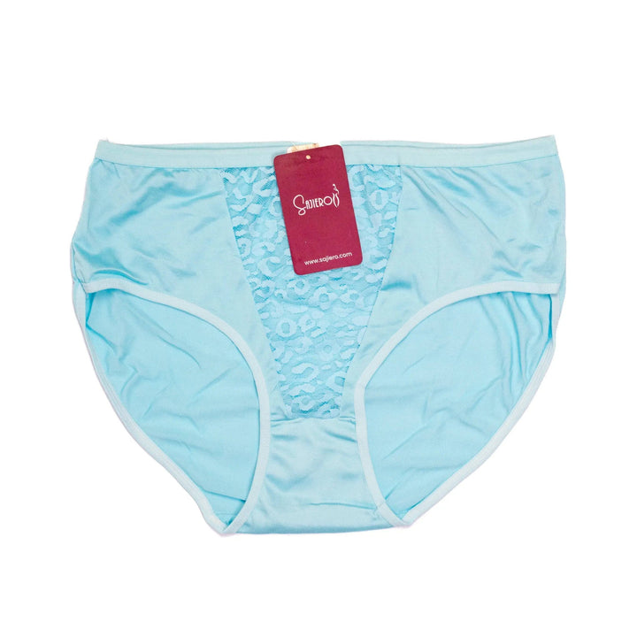 Sajiero Vee Embroidery Plus Size  Net Brief Cotton Panty - My Store