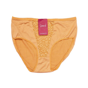 Sajiero Vee Embroidery Plus Size  Net Brief Cotton Panty - My Store