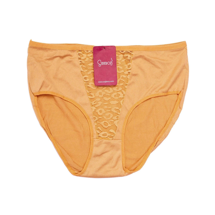 Sajiero Vee Embroidery Plus Size  Net Brief Cotton Panty - My Store