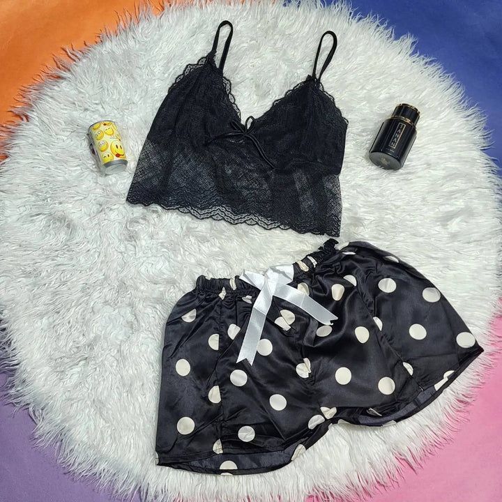 Sajiero Velia-2PCS Inner Top & Short Cami Set - My Store