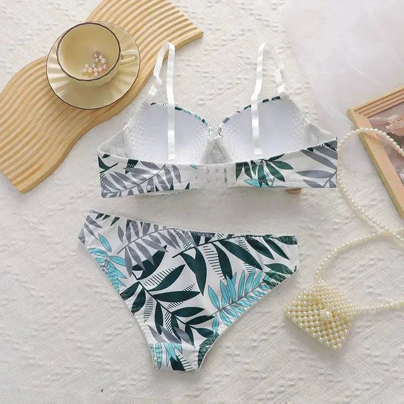 Sajiero Whisper Floral Padded Bra and Panty Set - My Store