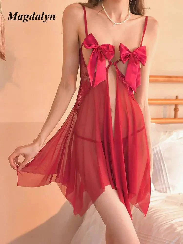 Sajiero Yarn French Open Bra Sleepwear - My Store