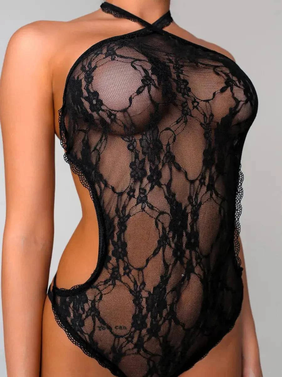 Sajiero Zeus One Piece Embroidered Transparent Bodysuit - My Store