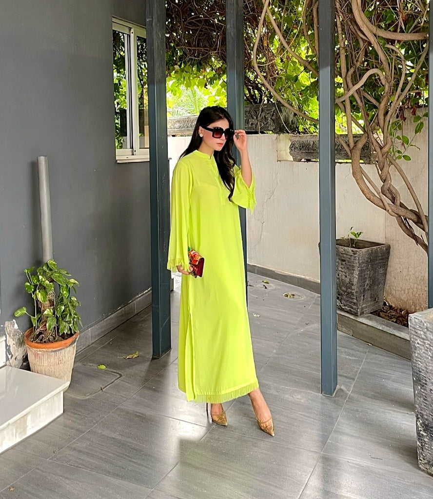 Manahils Stitched Neon Fringes