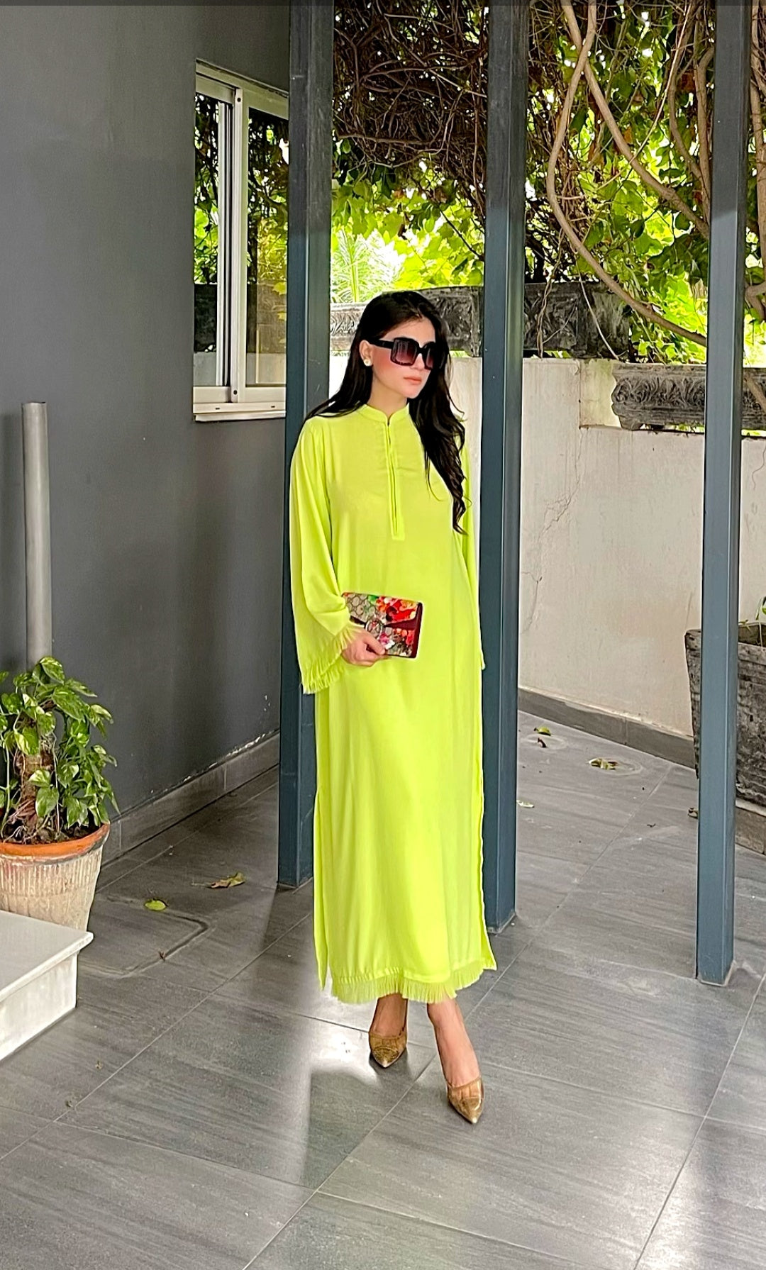 Manahils Stitched Neon Fringes