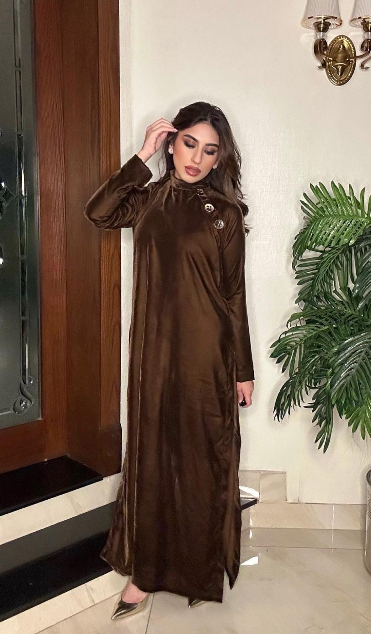 Manahils Stitched Velvet Tunic Shirt (Pay Now)