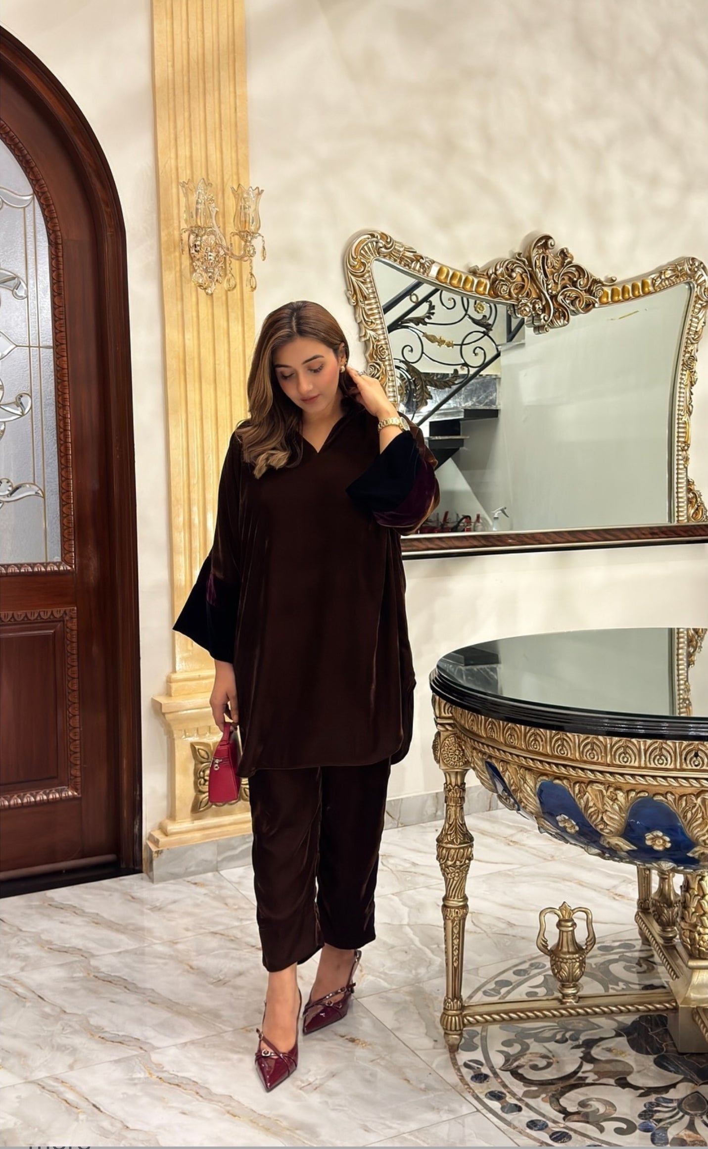 Manahils Stitched Velvet Co-Ord Set