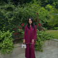 Manahils Stitched Co Ords Burgundy Co-Ord Set (Pay-Now)