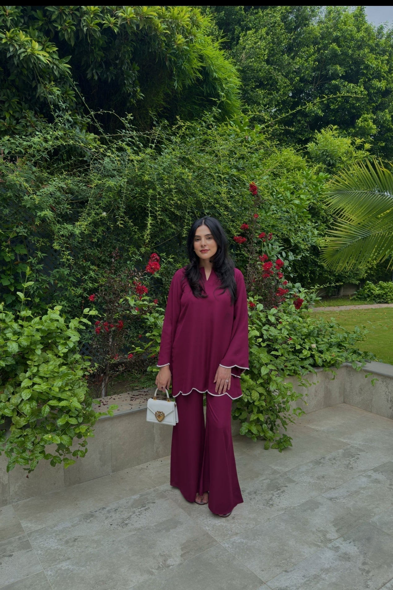 Manahils Stitched Co Ords Burgundy Co-Ord Set (Pay-Now)