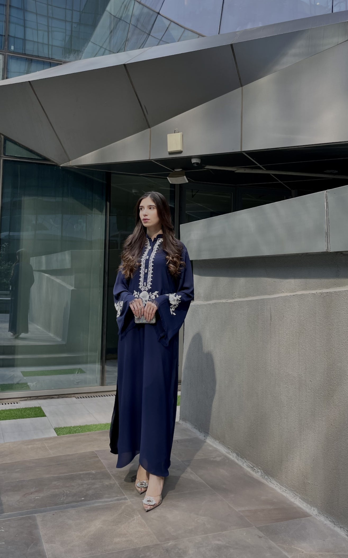 Manahils Stitched Thread Art Navy