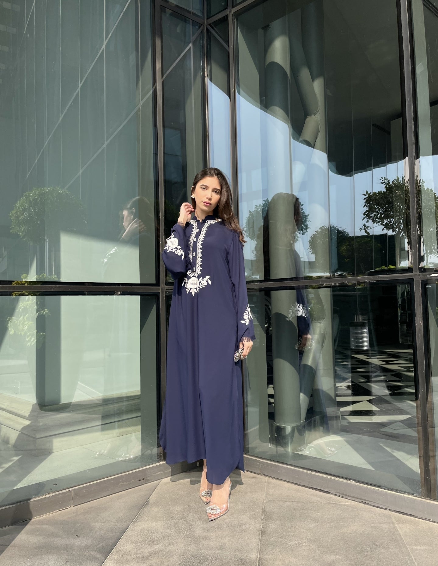 Manahils Stitched Thread Art Navy