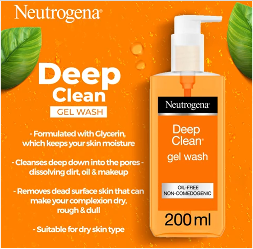 Bundle - Neutrogena Hydro Boost Gel-Cream Moisturiser 50Ml + Neutrogena Deep Clean Gel Wash - 200 Ml