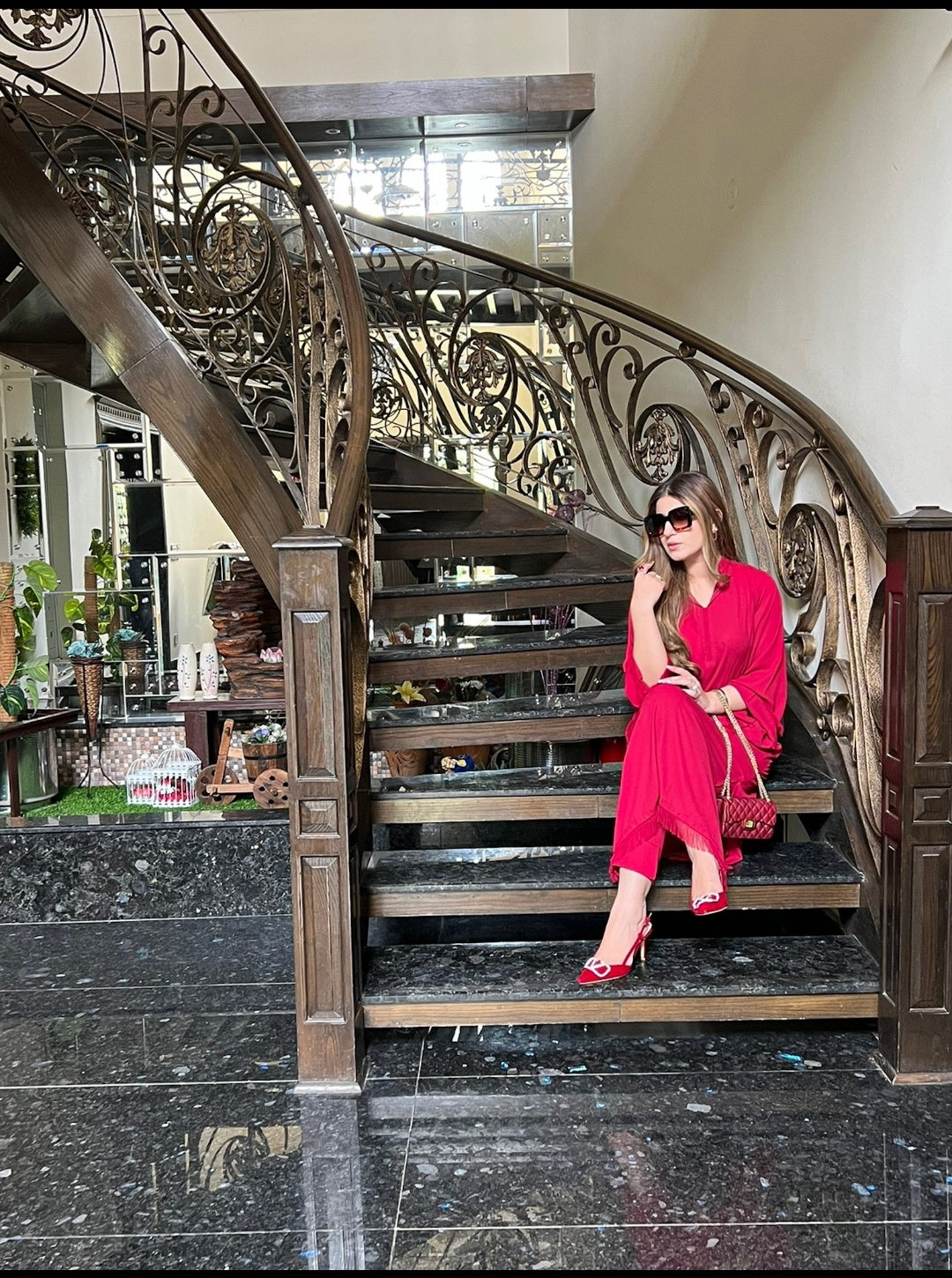 Manahils Stitched Threaded Love Blood Red