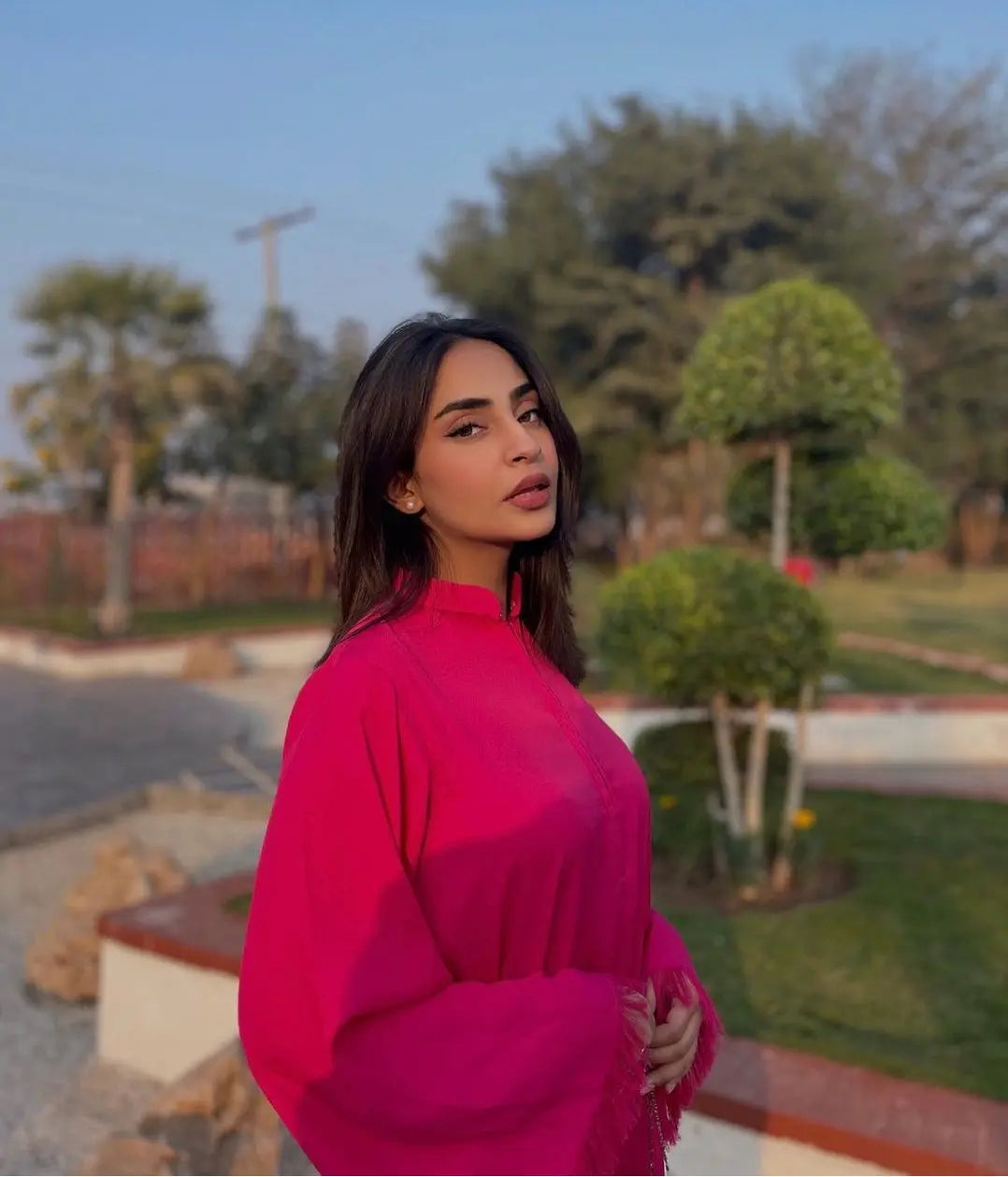 Manahils Stitched Threaded Love Pink