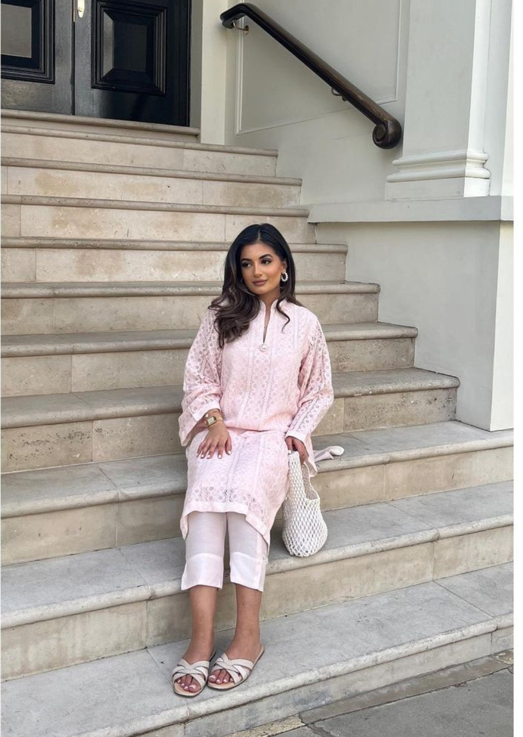 Manahils Stitched Baby Pink Crochet