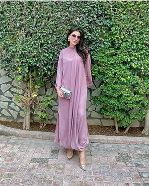 Manahils Stitched Lilac Drape